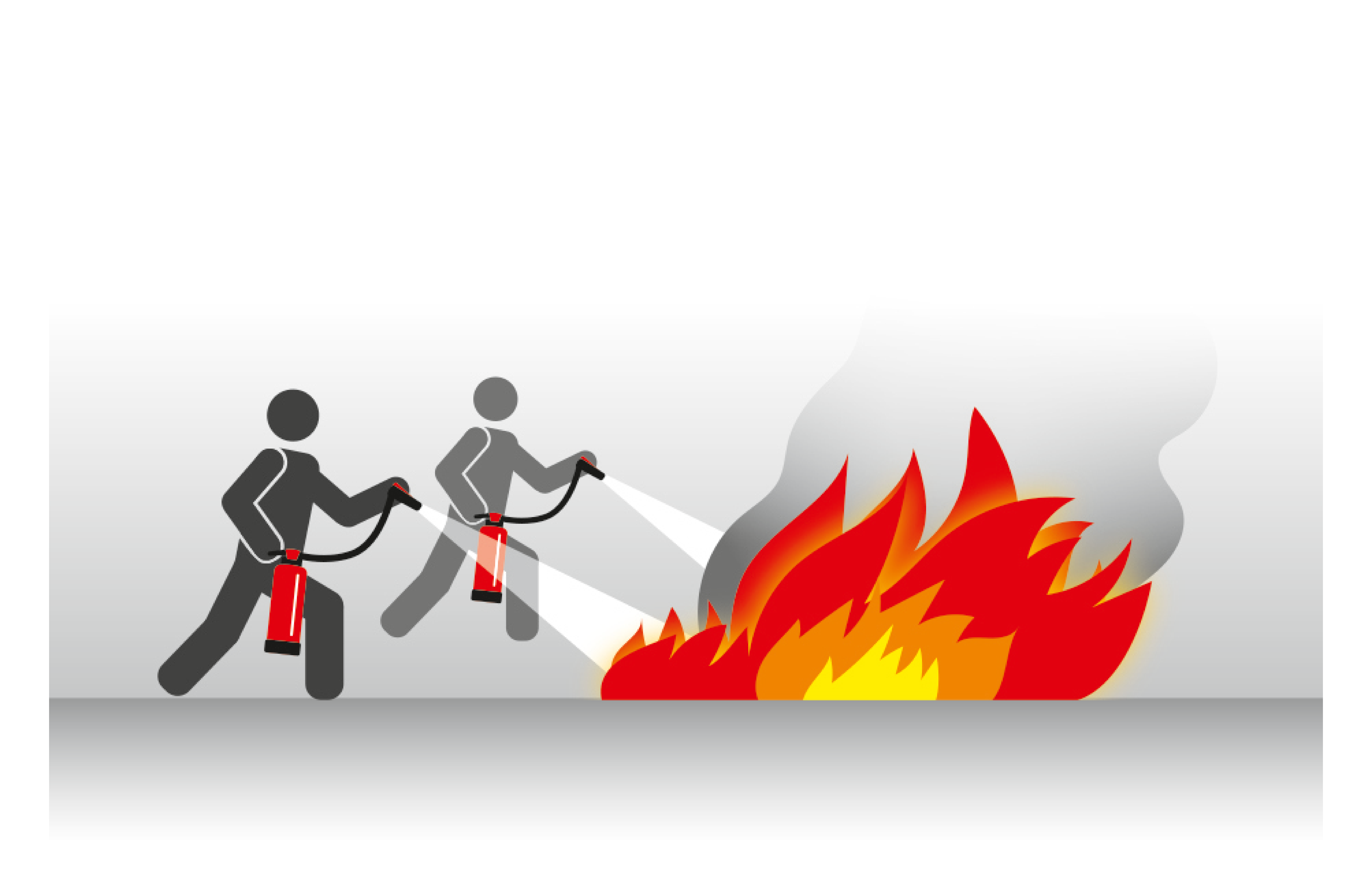 Umgang mit Feuerlöscher gleichzeitig Löschen