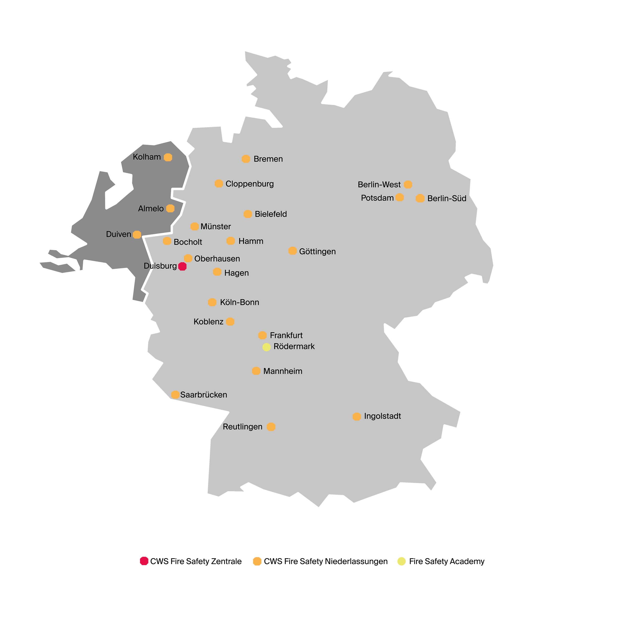 CWS Fire Safety Standorte in Deutschland und Niederlande