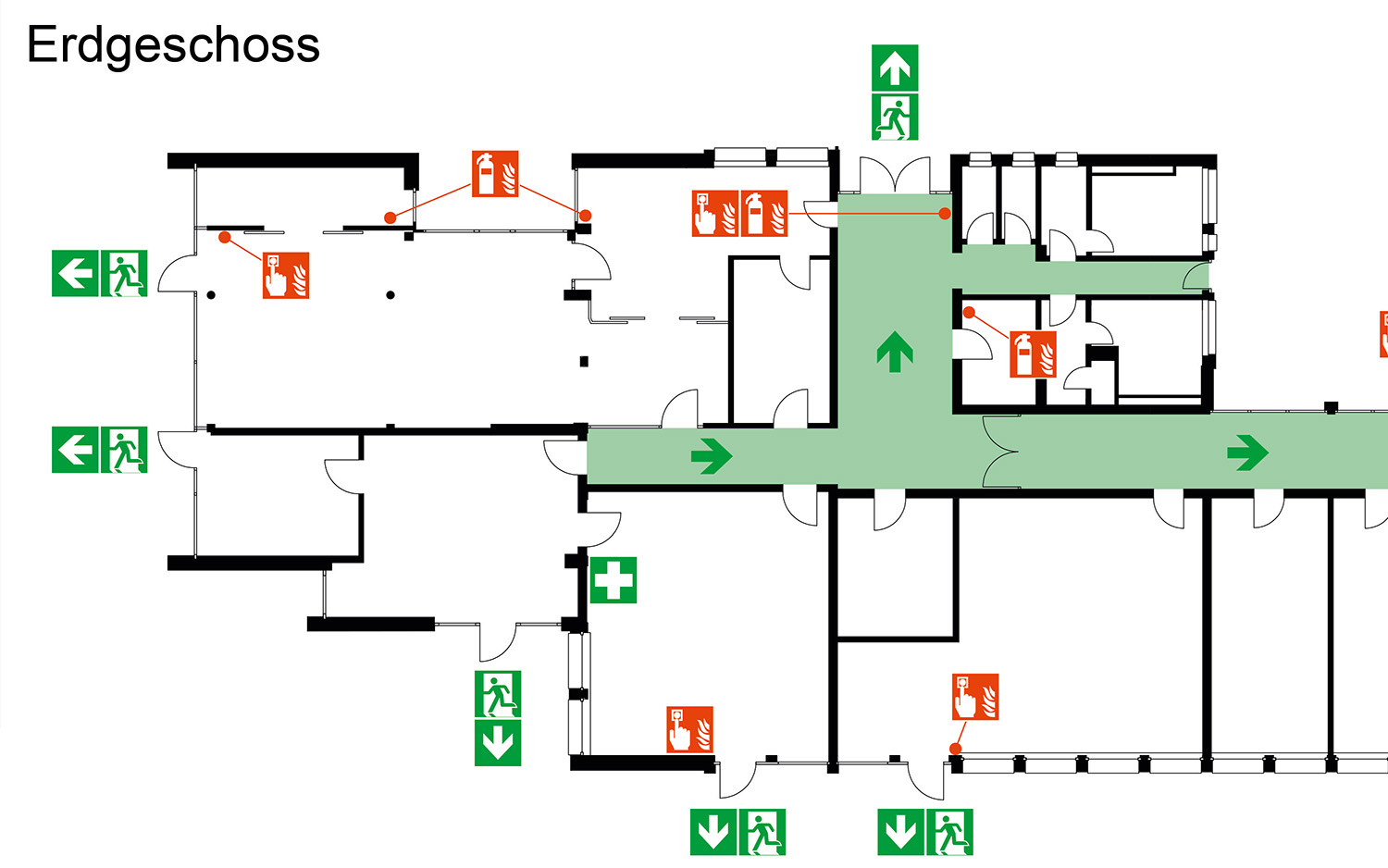Bestandteile Flucht und Rettungsplan nach DIN ISO 23601-Detailplan