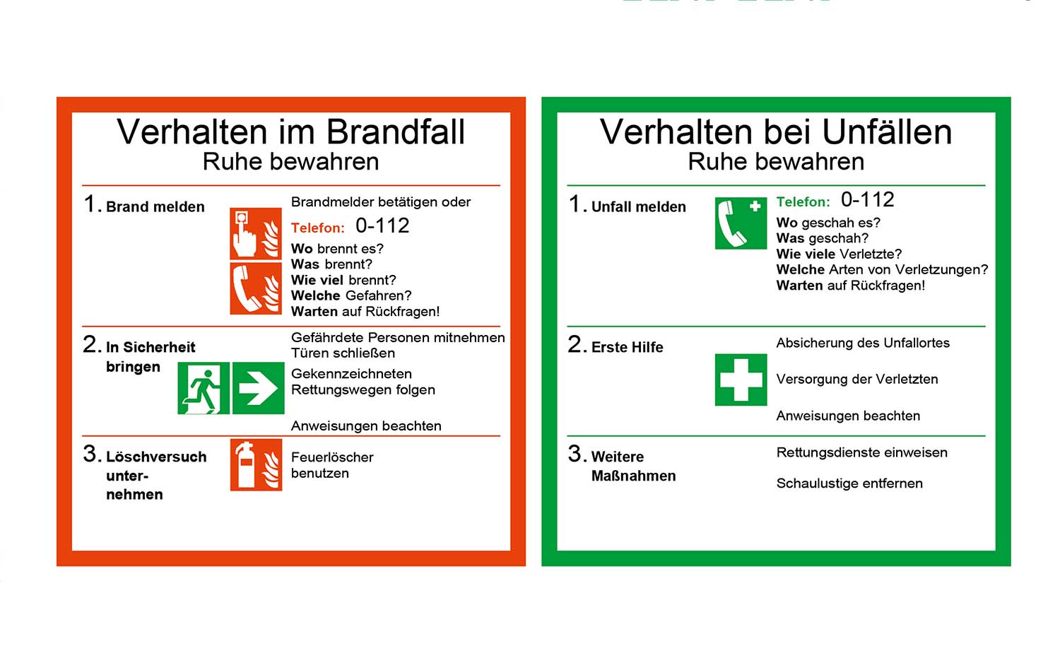 Bestandteile Flucht und Rettungsplan nach DIN ISO 23601-Verhalten