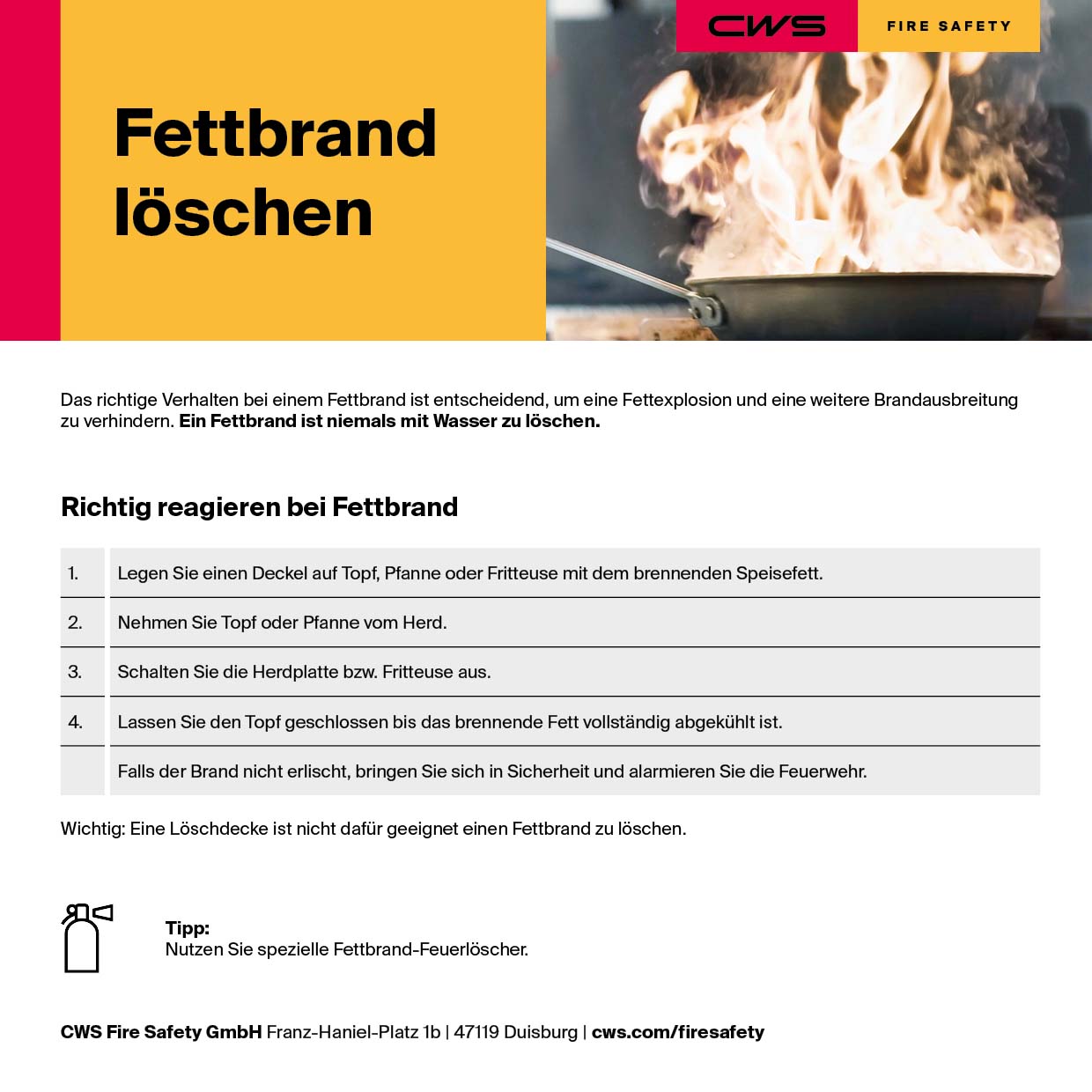 Fettbrand löschen-Richtig reagieren bei Fettbrand-CWS Fire Safety