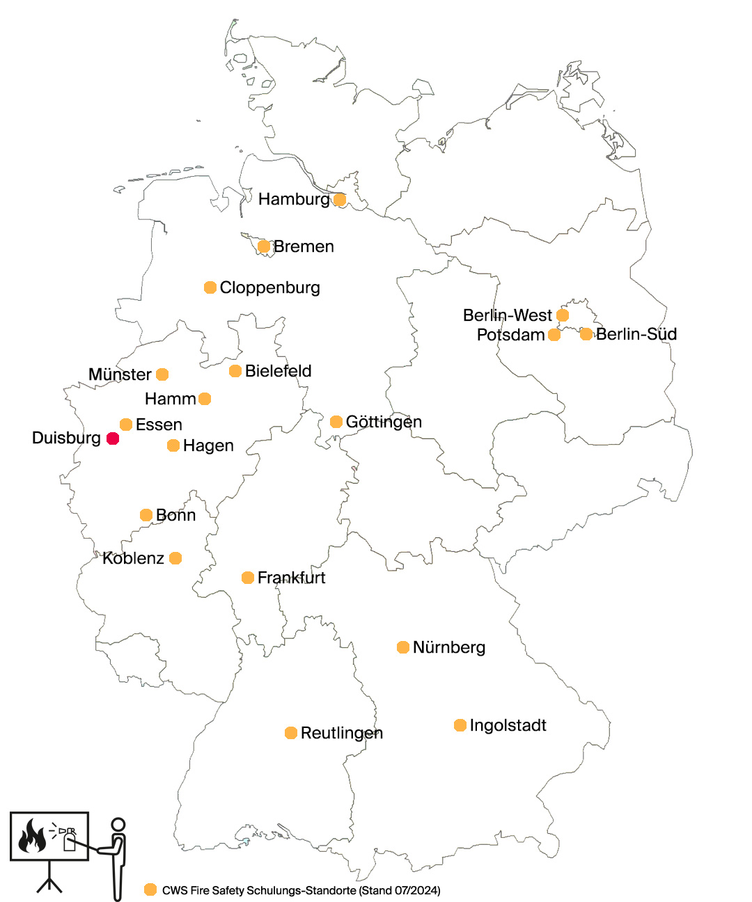 Schulungsstandorte der CWS Fire Safety-DE